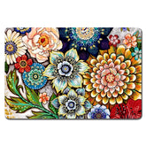 Rnivvi dog food mat mandala floral front view showing decorative protection and floor safety.