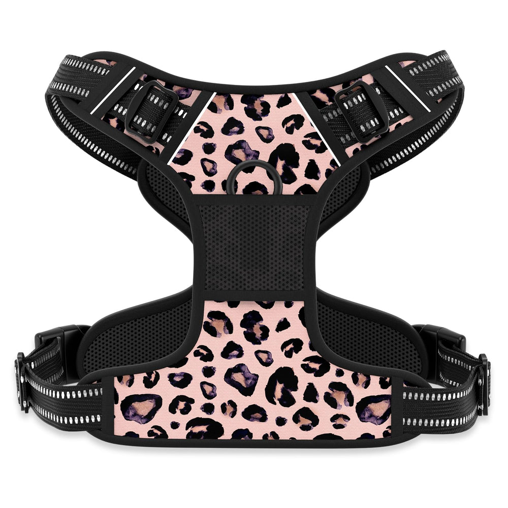 Rnivvi no-pull harness leopard pink front clip for controlled walking