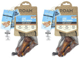 ROAM ostrich dog chew closeup shows long-lasting chew for small to medium dogs.