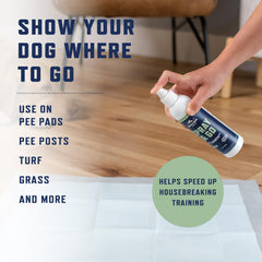 Rocco & Roxie Go Here spray used on grass and turf to teach outdoor potty spots.