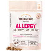 Rocco & Roxie Seasonal Allergy Relief packshot shows daily cat support option