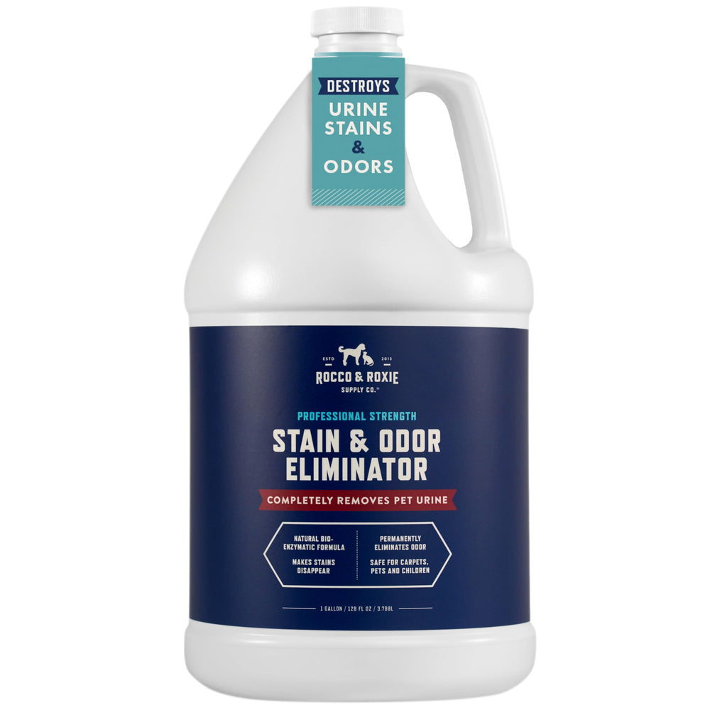 Rocco & Roxie stain-odor-eliminator-bottle removes tough pet messes safely.