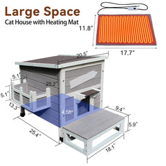 Rockever heated cat house washable removable cover simplifies seasonal cleaning.