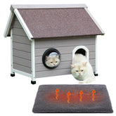 Rockever outdoor cat house with escape door offers a safe shelter for two cats.