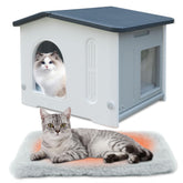 Rockever outdoor cat house with escape door for quick safe exits.