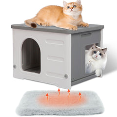 Rockever outdoor cat house with escape door offers quick safe retreat.