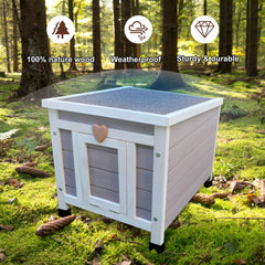 Rockever outdoor cat house grey waterproof paint helps keep interior dry.