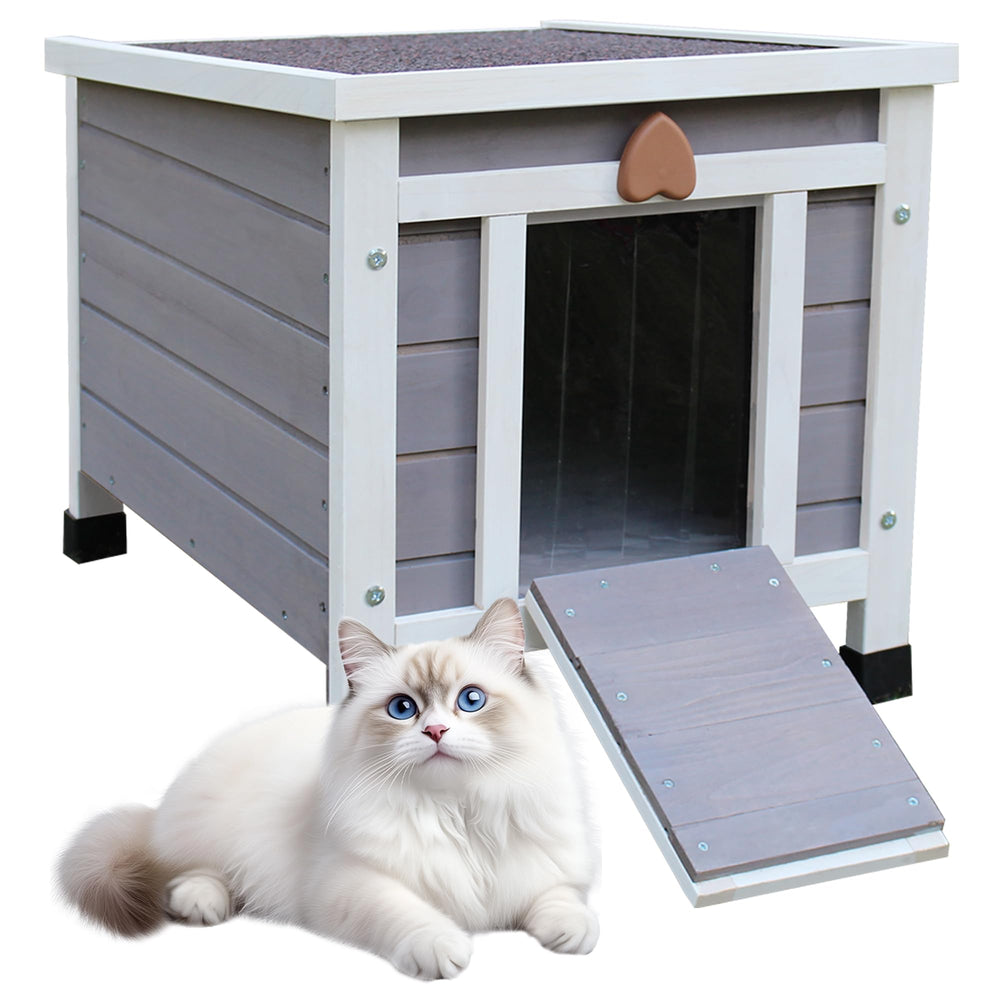 Rockever Outdoor Cat House wooden shell offers durable outdoor shelter for feral cats.
