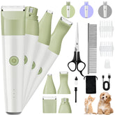Roiffcly dog clippers kit closeup showing low-noise motor for calm grooming sessions.