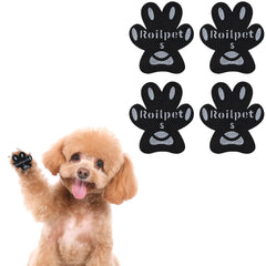 Roilpet dog paw protector closeup shows grip texture for traction on slippery floors.