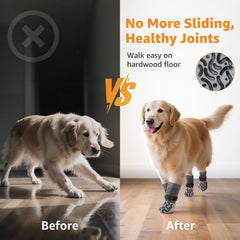 Roilpet paw-protection dog socks showcase comfy knit fabric for paw protection.