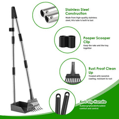 ROIUBPO Pooper Scooper long handle extended for easy reach and reduced bending.