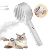 Rolemon Cloud Care Cat Brush in action with steam for comfortable grooming