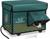 Rolimate indestructible heated cat house forest green exterior for weatherproof warmth.