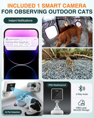 rolimate outdoor cat shelter with waterproof awning, rain protection