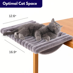 ROLLERPAWSTER Cat Desk Hammock desk-attachment shows secure fit for compact desks