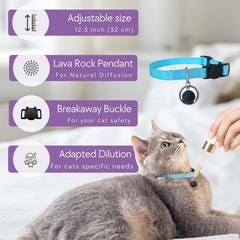 ROLLERPAWSTER collar-on-cat indoor-scene suggests calmer moments for anxious cats.