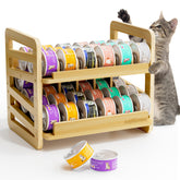 Rolling Bamboo Cat Food Can Organizer assembly view for quick access