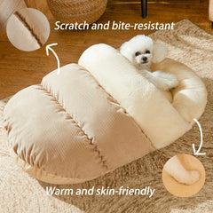 Romaneco bed cat cave close-up velvet lining highlights plush warmth.