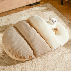 Romaneco cat bed corduroy exterior provides warm comfort for cozy naps.