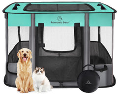 ROMANTIC BEAR dog playpen-foldable structure provides portable secure space.