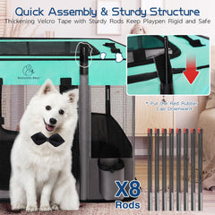 ROMANTIC BEAR dog playpen mesh 360-view captures airy visibility for pet comfort.