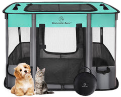 ROMANTIC BEAR dog playpen setup shows secure, spacious interior for relaxed play sessions.