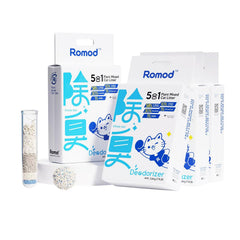 Romod 4Bags tofu litter packaging shown, convenient multi-pack for busy households.
