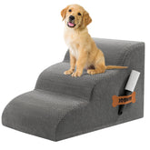 ROMROL dog stairs bed ramp shows 3-tier non-slip design for safe pet access
