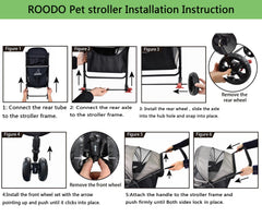 ROODO 3-wheel stroller top view highlights roomy pet rest area.