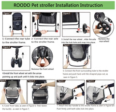 ROODO folded pet stroller compact design ideal for car trunk storage.