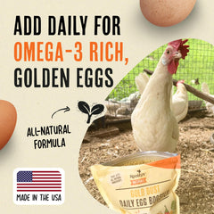 Roosty's Gold Dust enhances yolk color for richer eggs.