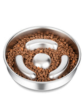 RooXchowla slow feeder bowl stainless 8-inch empty bowl slows eating
