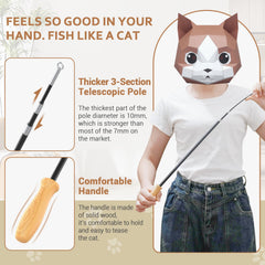 ROSAUI Cat Teaser Wand retracts to 16in for easy tidy storage.
