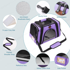 ROSEBB pet carrier collapsible design for easy storage at home.