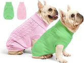Roseelk dog sweater pink knit close-up shows cozy warmth for small dogs.