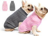 Roseelk two-pack dog sweater grey front view for small dogs keeps warmth during chilly walks.