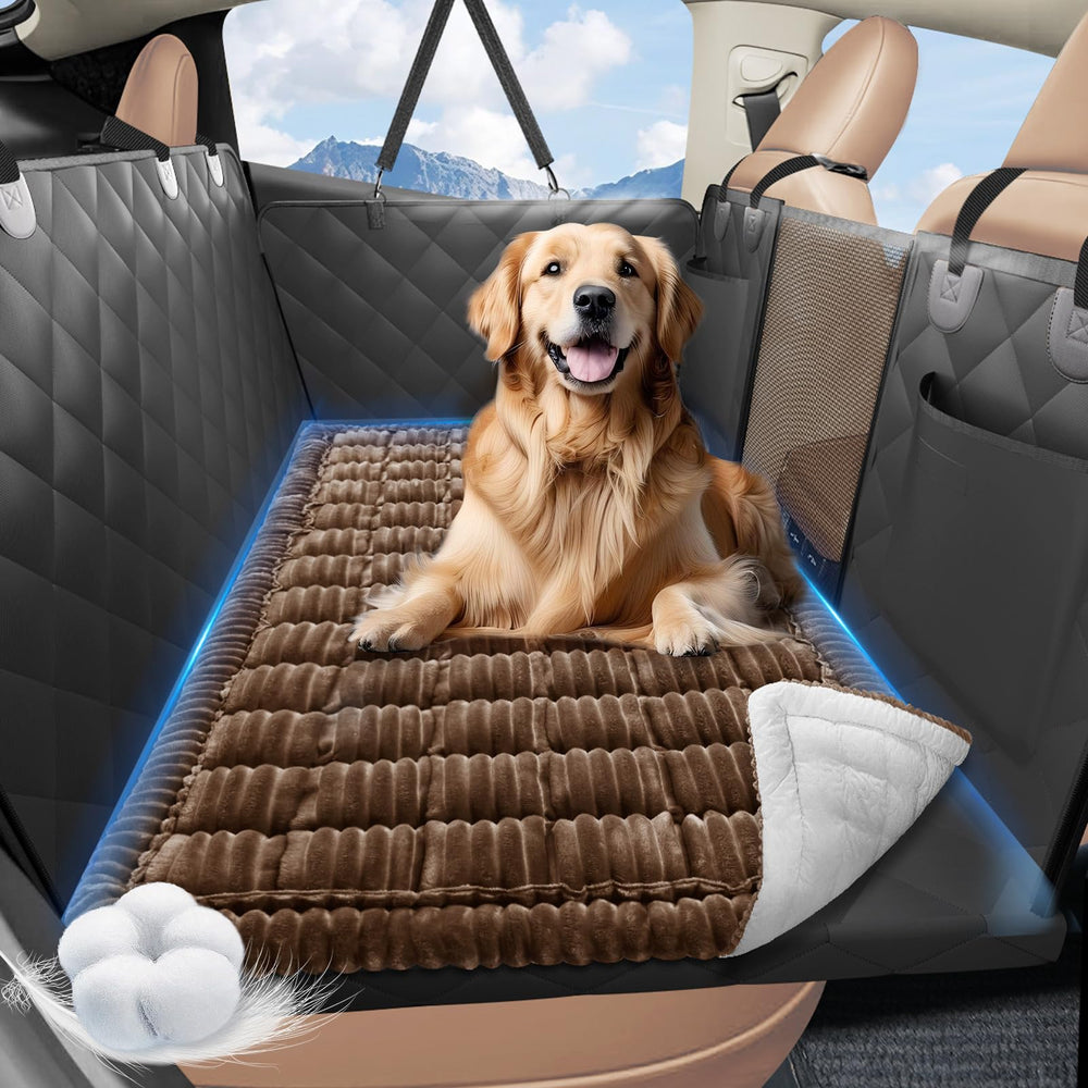 ROUWINNE backseat dog bed with non-slip bottom keeps the seat secure on turns