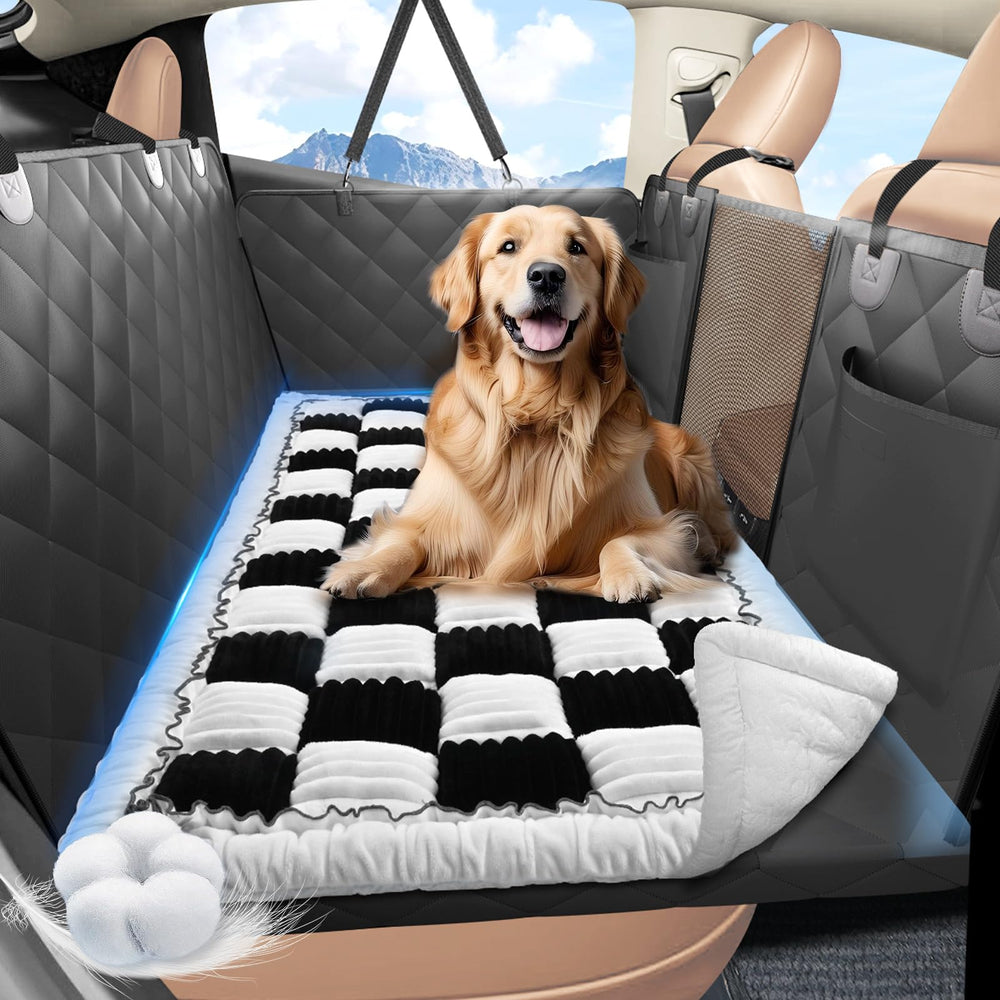 ROUWINNE backseat dog bed non-slip bottom keeps seats secure during drives