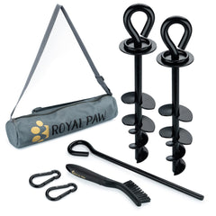 ROYAL PAW dog tie out stake packaging in water-resistant box signals premium presentation.