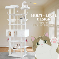 Roypet 71in cat tree hanging baskets offer elevated cozy nooks