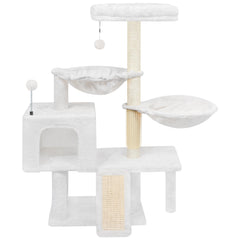 ROYPET cat tree condo beige provides a cozy private retreat.