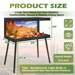 Royxen bearded-dragon-tank wood-leg-stand front view emphasizes stable elevated housing