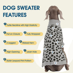 ROZKITCH knitted turtleneck dog sweater grey back view with belly wrap