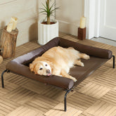 RRPETHOME cooling elevated dog bed assembled scene highlighting durable, breathable comfort for large dogs