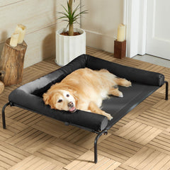 RRPETHOME cooling elevated dog bed front view showing elevated design for airflow