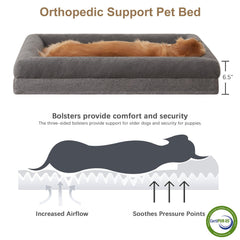 RRPETHOME dog bed with bolsters provides head and body support
