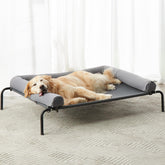 RRPETHOME large elevated cooling dog bed frame showing sturdy chew-resistant construction for outdoors