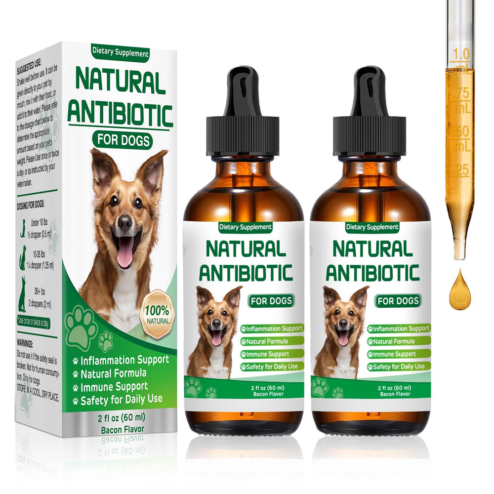 RUAKPL dog antibiotics bottle demonstrates natural herbal support for canine wellness.