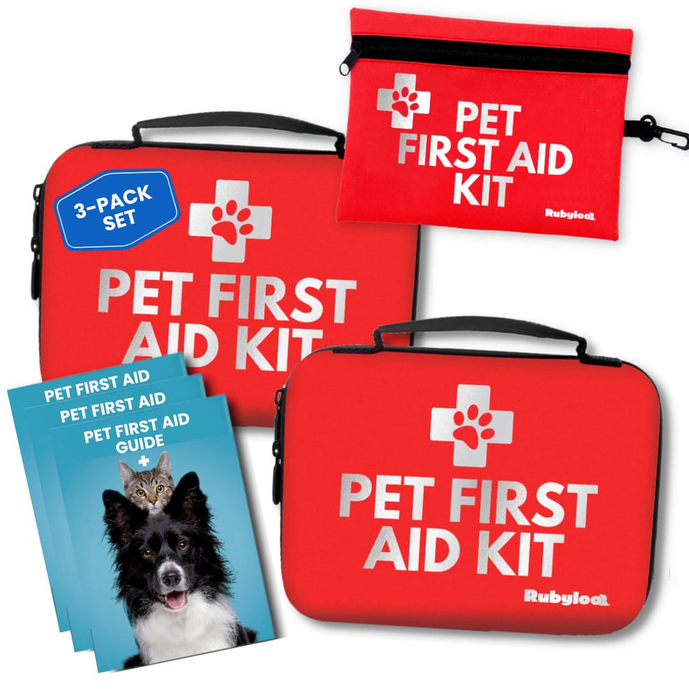 Rubyloo dog first-aid kit 3-pack front view for home car and trail readiness